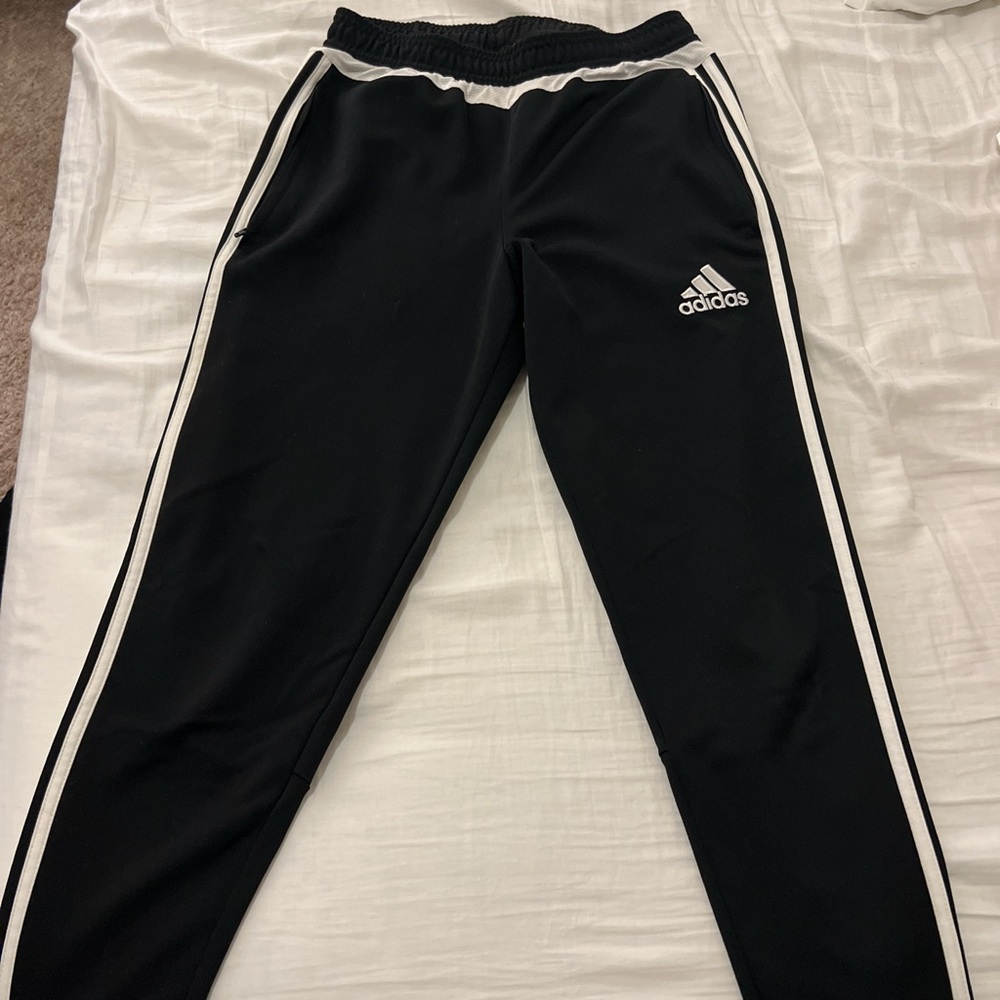 Adidas Black Joggers with White Accents